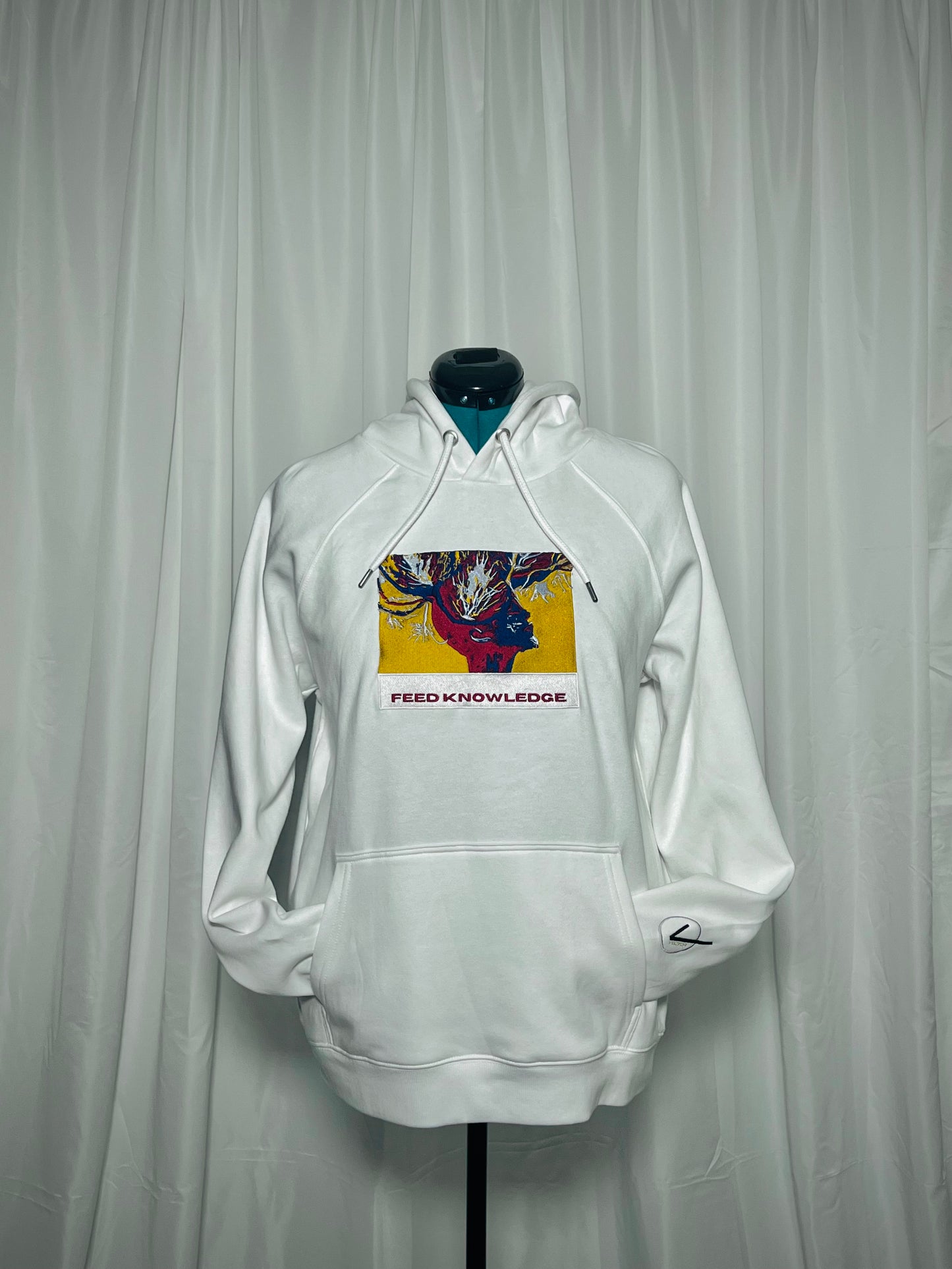 Feed Knowledge Embroidered hoodie White