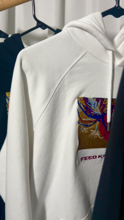 Feed Knowledge Embroidered hoodie White