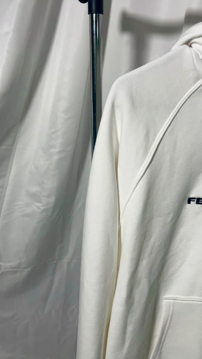 Feed Knowledge Geometric2 Embroidered hoodie White